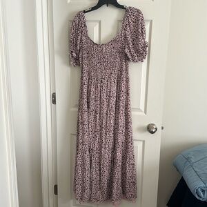 Smocked light pink leopard dress - size XL (from Amazon)